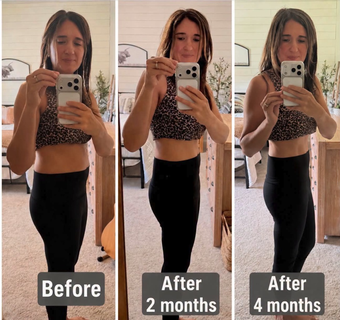 Lisa Tonkin — before, after 2 months, and after 4 months